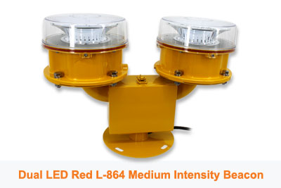 Dual LED L-864 Red Medium Intensity Obstruction Beacon